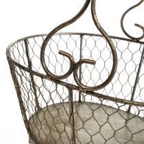 Panier en fil de fer panier aspect antique avec anse panier en métal 28×23×12cm