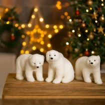 Article Figurines décoratives ours polaire debout et assis blanc 16/20 cm 3 pièces