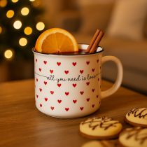 Article Tasse avec coeurs tasse en céramique blanc rouge Ø9cm H9cm