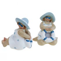 Maritime Deco Ladies Deco Figurines Baddeko H10/9.5cm Lot de 2