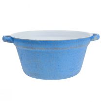 Article Jardinière décorative en métal bleu style shabby Ø21cm H10.5cm