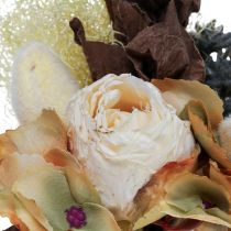 Article Bouquet artificiel rose hortensia look sec décoration vintage 38cm
