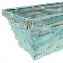 Article Jardinière, panier à plantes tressé, panier à copeaux carré vert/blanc 25cm 6 pcs