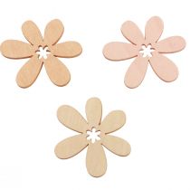 Article Fleurs en bois fleurs de décoration dispersées bois orange/rose/blanc 72 pcs