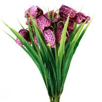 Article Fritillaria Purple Checkered Board Flower Fleurs artificielles 28 cm 6 pièces