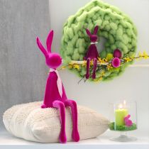 Article Lapins de Pâques décoratifs à poser sur une étagère, floqués, assortis, 36 cm, lot de 4