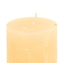 Article Bougies de couleur unie piliers lumineux abricot 50×100mm 4 pcs