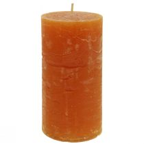 Article Bougies piliers orange foncé couleur unie Sunset 50x100mm 4 pcs