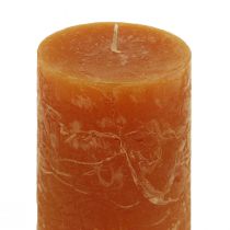 Article Bougies piliers orange foncé couleur unie Sunset 60x100mm 4 pcs