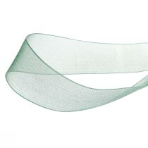 Article Ruban organza vert ruban cadeau tissé bord vert sapin 25mm 50m
