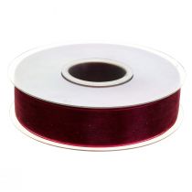 Article Ruban tissu organza Bordeaux 25mm 50m