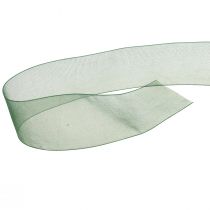 Article Ruban organza vert ruban cadeau tissé bord vert sapin 40mm 50m