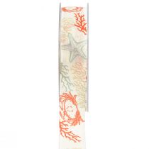 Article Ruban décoratif ruban cadeau maritime corail 25mm 18m