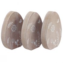 Article Décoration de table Oeuf de Pâques décoration en bois support à œufs en bois 14,5 cm 3 pièces