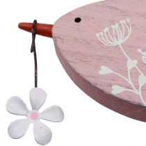 Oiseau décoratif décoration printanière décoration à suspendre bois rose 15×8,5cm