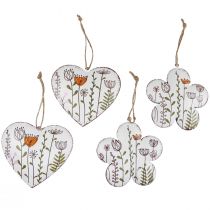 Article Décoration à suspendre décoration en métal coeurs et fleurs blanc 10cm 4 pcs