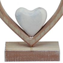 Support décoratif coeur en bois décoration de table vintage H17,5cm