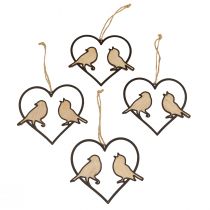 Décoration à suspendre coeur avec oiseaux décoration à suspendre 12cm 4pcs