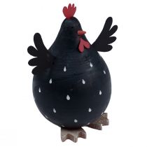 Article Poulet décoratif noir en bois décoration poule Pâques décoration bois H13cm