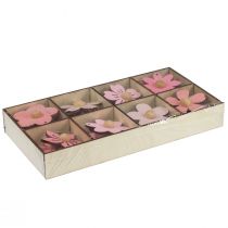 Article Fleurs en bois décoration à suspendre décoration d'été en bois rose 4,5 cm 24 pcs