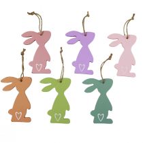 Article Décoration de lapin de Pâques décoration à suspendre décoration de Pâques pastel 10cm 10pcs