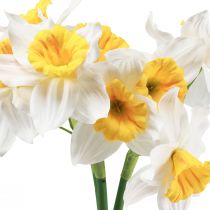 Article Jonquilles artificielles fleurs en soie blanche jonquilles 40cm 3 pcs
