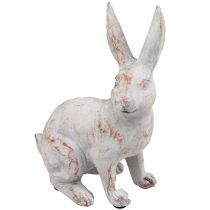 Article Lapin assis lapin décoratif pierre artificielle blanc marron 15,5x8,5x22cm