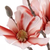Article Branche de magnolia avec 6 fleurs artificielles magnolia saumon 84cm