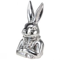 Article Lapin de Pâques décoratif Buste de lapin décoratif en céramique argentée H23cm