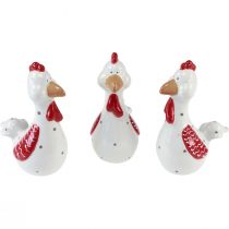 Article Poulets décoratifs figurines de décoration de Pâques décoration en céramique 15cm 3pcs