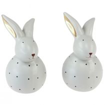 Article Figurines décoratives lapin de Pâques lapins à pois 17cm 2pcs