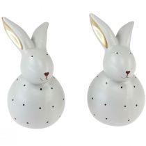 Article Figurines décoratives lapin de Pâques lapins à pois 17cm 2pcs