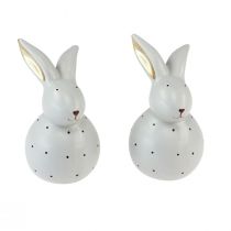 Article Figurines décoratives lapin de Pâques lapins avec motif à pois 13cm 2pcs