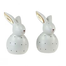 Article Figurines décoratives lapin de Pâques lapins avec motif à pois 13cm 2pcs