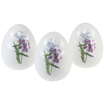 Article Décoration oeufs de Pâques en céramique avec décoration florale 12cm 3pcs