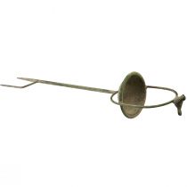 Article Oiseau décoratif boit vert antique avec brochette Ø11cm H55cm