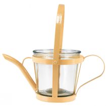 Article Lanterne verre arrosoir décoratif métal orange Ø14cm H13cm