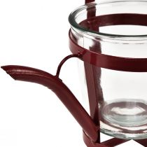 Article Lanterne verre arrosoir décoratif métal rouge Ø14cm H13cm