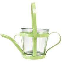 Article Lanterne verre arrosoir décoratif métal vert Ø14cm H13cm