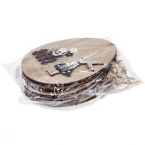 Article Oeufs de Pâques à suspendre oeuf en bois avec lapin blanc naturel 10cm 6pcs