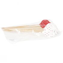 Article Bouchons de fleurs à pois rouges et blancs coeurs en bois 6×5cm 18 pcs