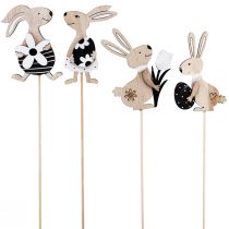 Article Piquets pots de fleurs Lapins noir et blanc Bois H9cm 12pcs