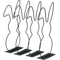 Article Support décoratif lapin en métal noir Pâques 30cm 4 pcs