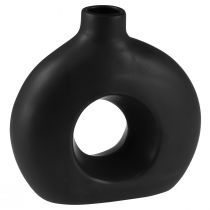 Article Vase Moderne Céramique Noir Ovale Moderne 21×7×20cm