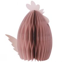 Article Duo de Poules Décoratives en Papier Nid d'Abeille Blanc et Orange 19×12×20cm