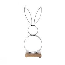 Article Lapin de Pâques lapins argent noir métal bois 13,5×37cm