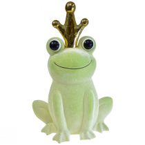 Grenouille déco, prince grenouille, décoration printanière, grenouille avec couronne dorée vert clair 40,5cm