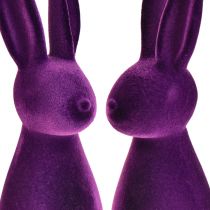 Article Lapins de Pâques floqués figurines décoratives Pâques violet 8x10x29cm 2pcs