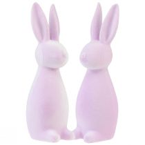Article Lapins de Pâques décoratifs floqués – 2e choix – violet clair 8×10×29cm 2 pièces