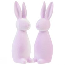 Article Lapins décoratifs floqués lapins de Pâques violet clair 8×10×29cm 2pcs